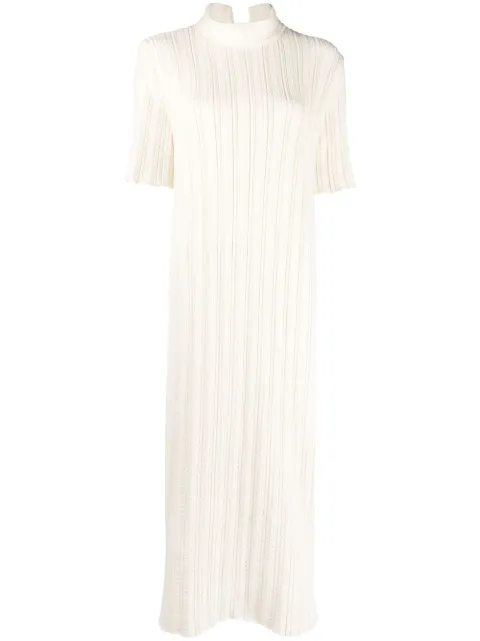 Jil Sander short-sleeve ribbed-knit dress Neutrals JSWU751310WUY24508
