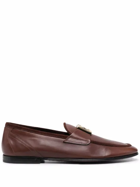 Dolce & Gabbana interlocking DG-plaque loafers Brown A50462AQ993