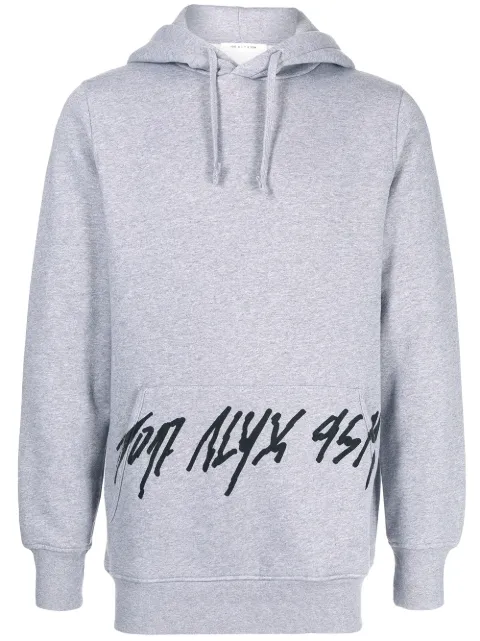 1017 ALYX 9SM logo-print drawstring hoodie Grey AAUSW0133FA01CS22