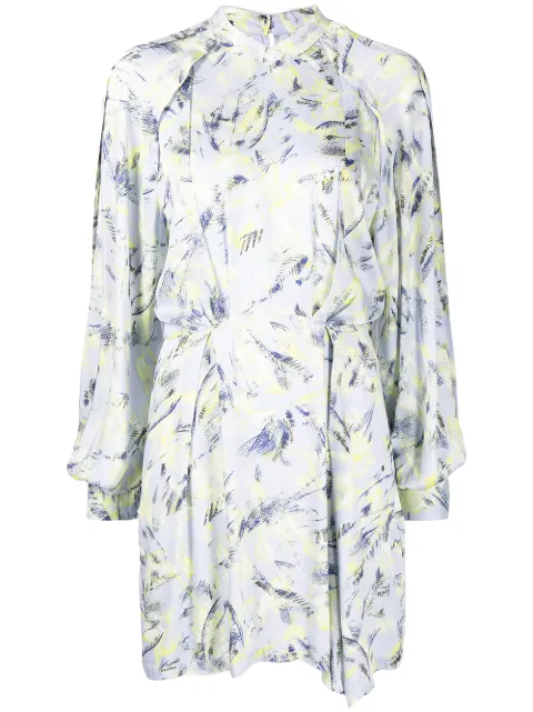 IRO Kardes feather-print mini dress Blue WP33KARDES