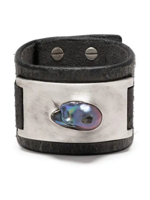 Parts of Four Amulet pearl-detail leather cuff Grey 20138ASKPRLIMW