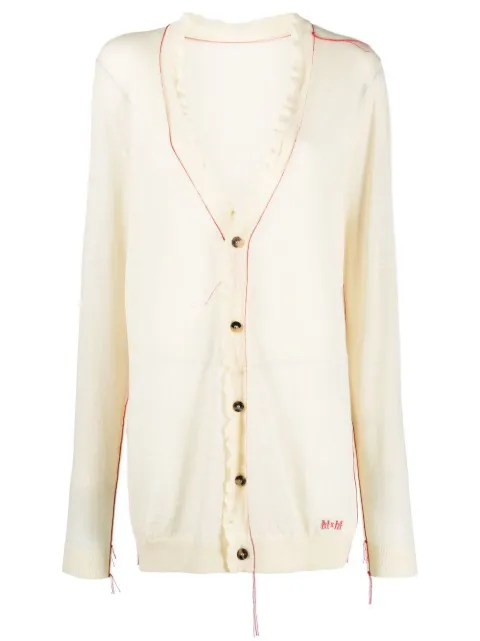 Maison Margiela contrast-stitch logo-embroidered cardigan Neutrals S51HA1185S17977