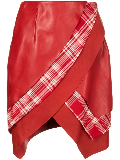 RTA layered leather mini skirt Red WH21L0275023ROUGE