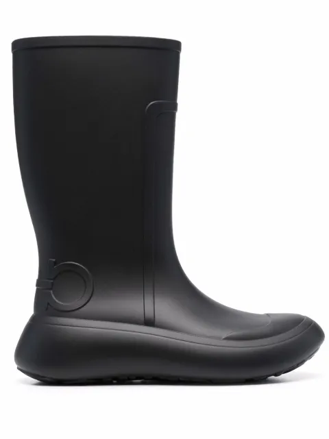 Ferragamo Gancini-debossed rain boots Black 999038