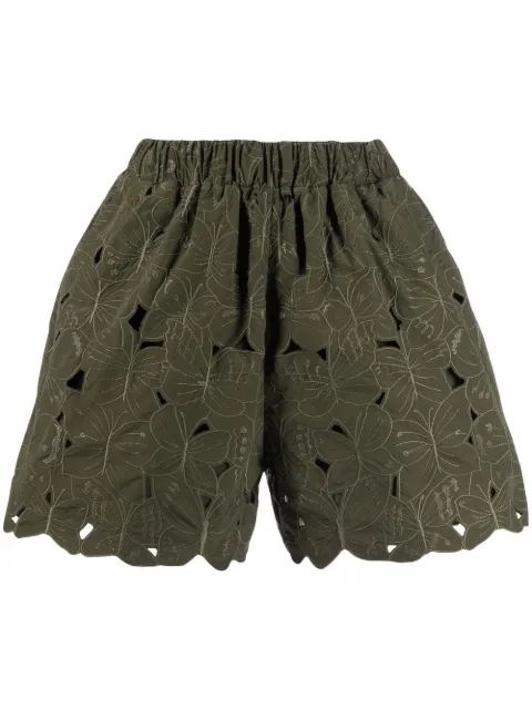 RED Valentino high-waisted embroidered shorts Green RRF00U6AT