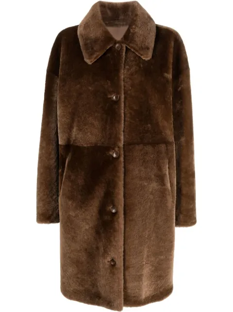 Liska single-breasted shearling coat Brown KK3692