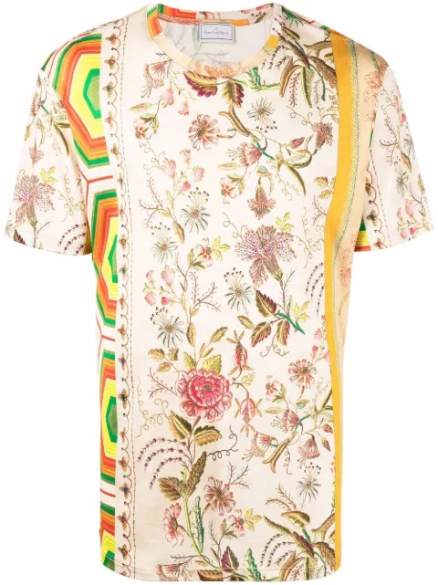 Pierre-Louis Mascia febo mix-print T-shirt Neutrals FEBOS11416