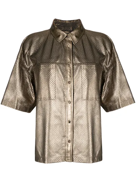 Brunello Cucinelli perforated suede shirt jacket Gold M0PEFRI306C8247