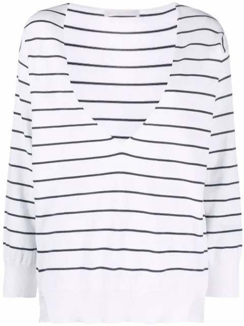 Fabiana Filippi plunge-neck striped jumper White MAD272W0510000I231