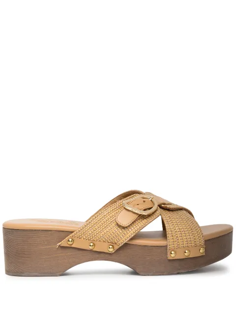 Ancient Greek Sandals Marilisa crosstrap clog sandals Brown MARILISACLOGRAFFIANATURAL