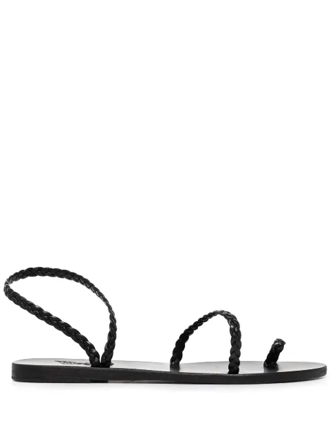 Ancient Greek Sandals Eleftheria braided leather sandals Black ELEFTHERIANAPPABLACK