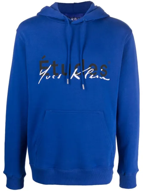 Études Studio logo-print organic-cotton hoodie Blue E20M12003