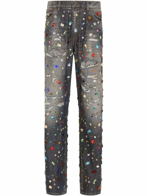 Dolce & Gabbana rhinestone-embellished straight-leg jeans Blue FTCGNZGEZB0