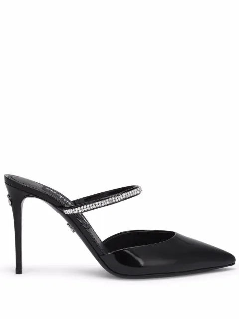 Dolce & Gabbana 90mm embellished patent leather mules Black CI0150AY855