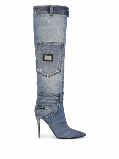 Dolce & Gabbana patchwork denim boots Blue CU0843AY841