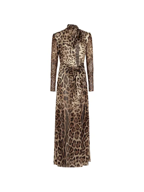 Dolce & Gabbana leopard-print georgette maxi dress Brown F6ACGTIS1LP