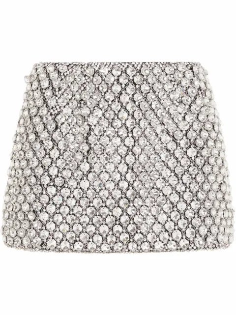 Dolce & Gabbana crystal-embellished jacquard miniskirt White F4CCZZGDALR