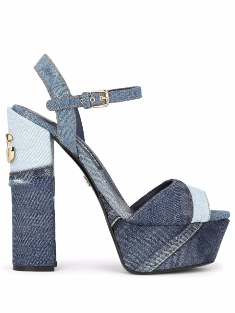 Dolce & Gabbana patchwork denim platform sandals Blue CR1337AY841