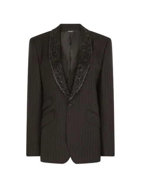 Dolce & Gabbana pinstriped single-breasted blazer Black F29PVZFR2X8