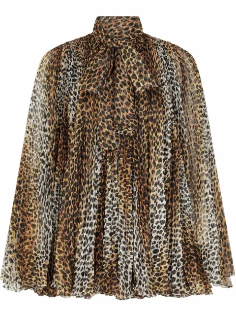 Dolce & Gabbana leopard print pleated mini dress Brown F6ZV8TFSSHR