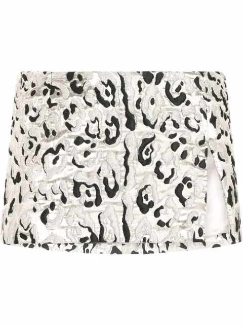 Dolce & Gabbana metallic embroidered leopard print skirt Neutrals F4CDATFJOCH