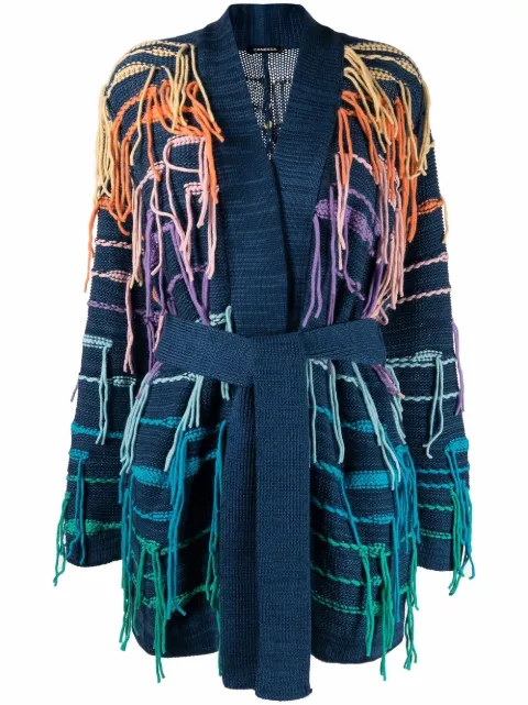 Canessa tassel-detail belted cardigan Blue FAKB001FKX020