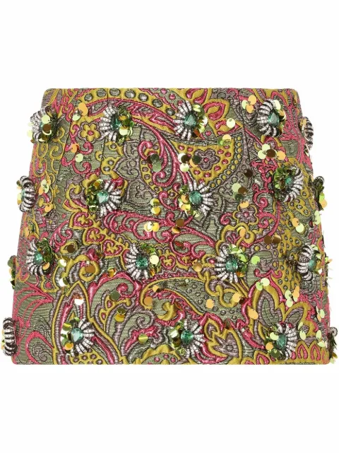 Dolce & Gabbana embellished jacquard miniskirt Green F4CC5ZGDALC