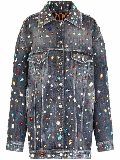 Dolce & Gabbana rhinestone-embellished denim jacket Blue F9M85ZG8FM2