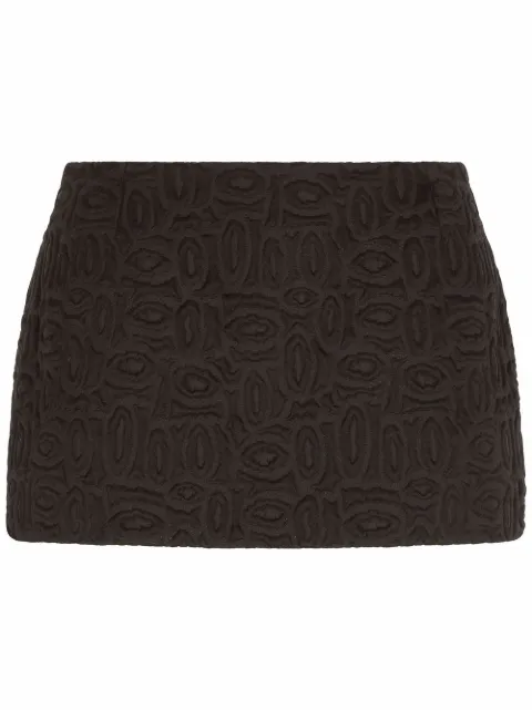 Dolce & Gabbana lace-trim jacquard miniskirt Black F4CC8TFJMM2