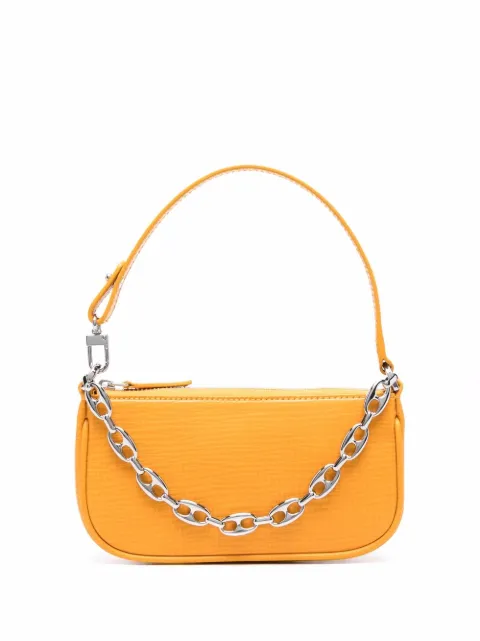 BY FAR mini Rachel embossed-leather shoulder bag Orange 22CRMIRASNFESMA