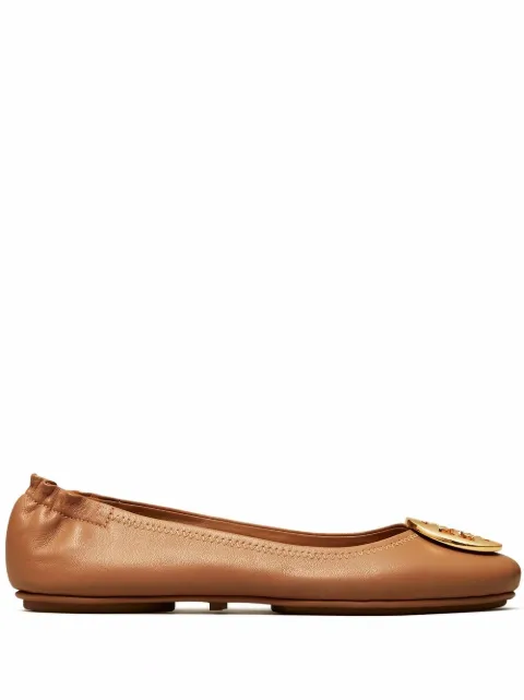 Tory Burch Minnie travel ballerina shoes Gold 50393