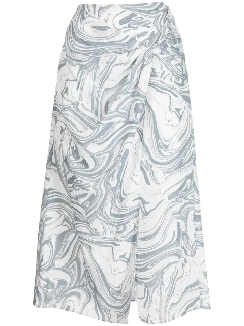 SIMKHAI izabella marble-print midi skirt Blue 1223018X