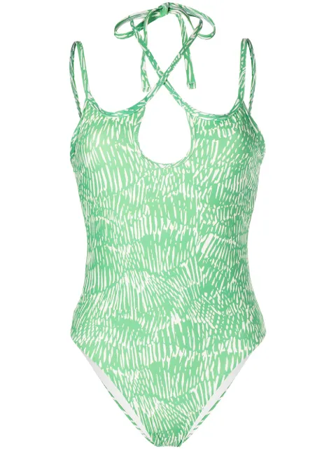 SIMKHAI Alayna teardrop swimsuit Green 1229021SWPRINT