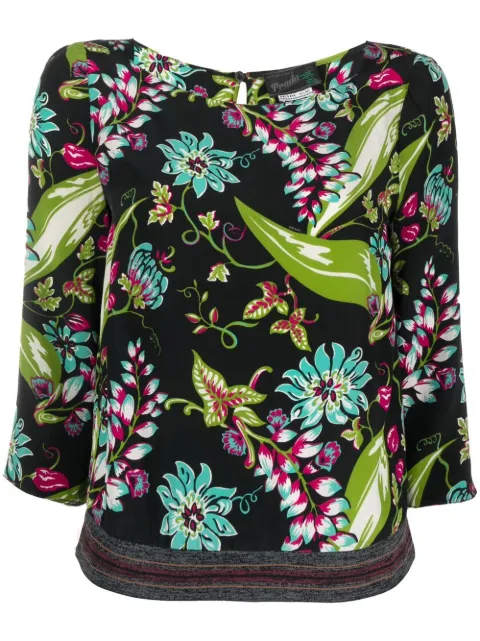 Prada Pre-Owned 2010s floral-print silk top Black PRA450YB