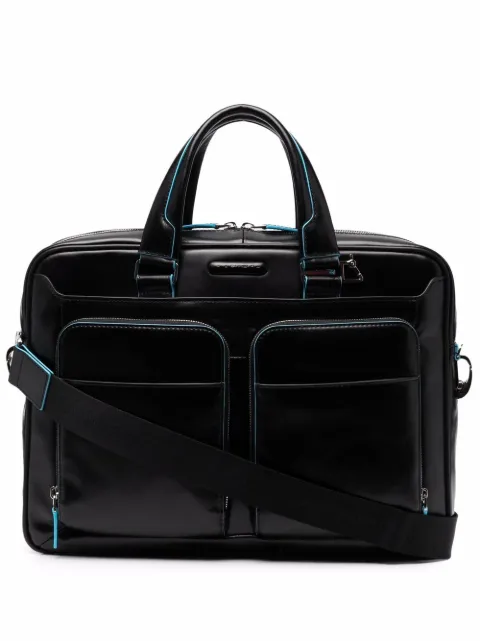 PIQUADRO contrast-stitching work bag Black CA2849B2