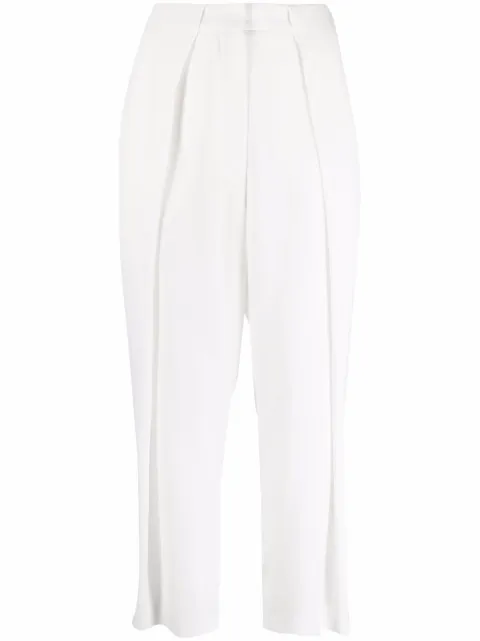 Balmain pleated high-waisted trousers White XF1PN085VB00