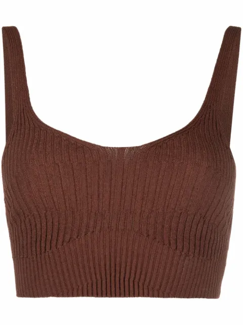 AERON Joan rib-knit crop top Brown JOANRUSTICKNITDARKCHOCOLATE
