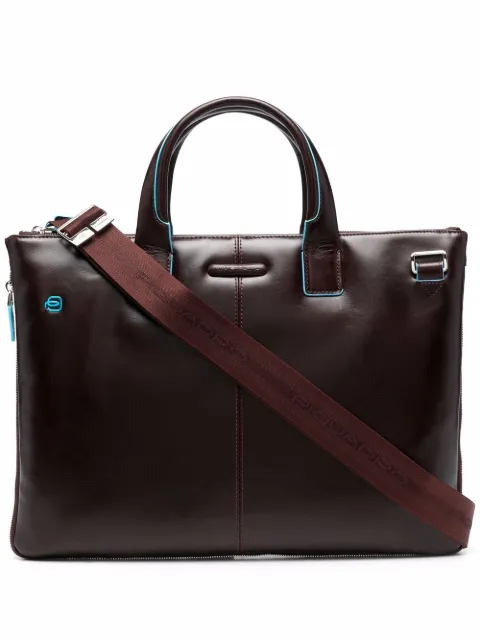 PIQUADRO logo leather briefcase Brown CA4021B2
