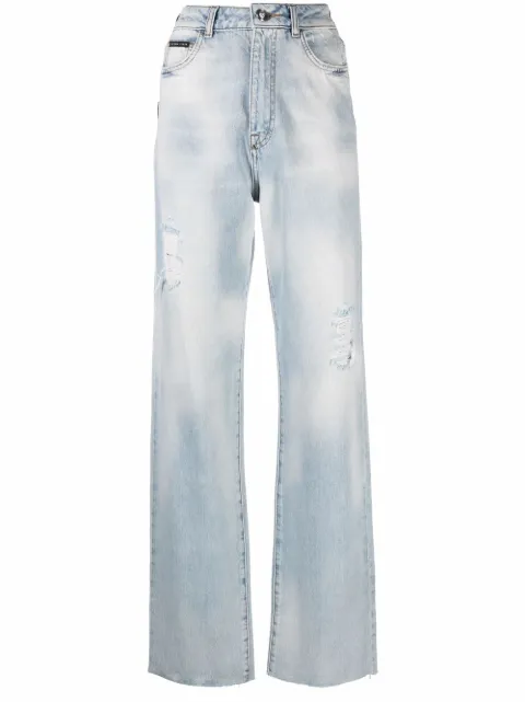 Philipp Plein Palazzo-cut high-waist jeans Blue SABCWDT1896PDE004N