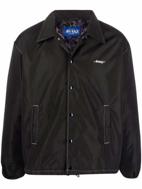 Awake NY embroidered-logo long-sleeve jacket Black AWKFW21OT004