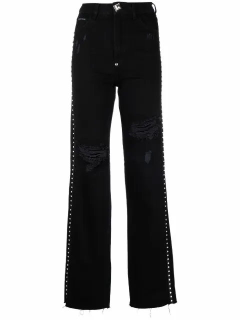 Philipp Plein crystal-embellished straight-leg jeans Black SABCWDT1911PDE004N