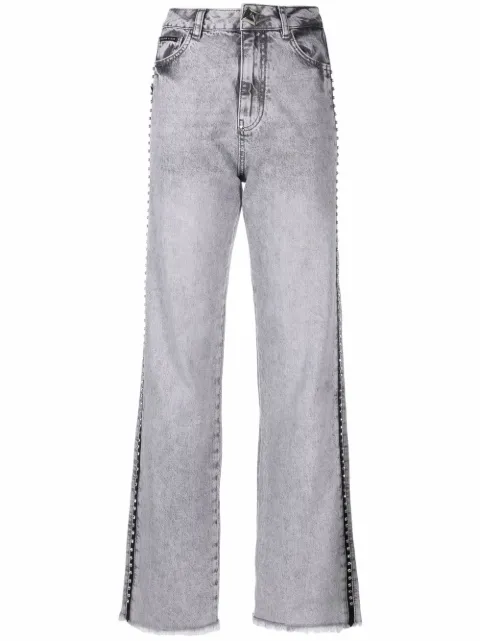 Philipp Plein crystal-embellished wide jeans Grey SABCWDT2041PDE004N