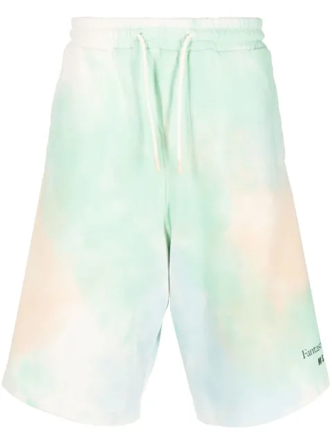 MSGM logo-print tie-dye shorts Green 3240MB93227289