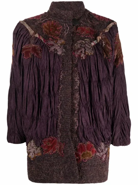 A.N.G.E.L.O. Vintage Cult 1980s floral-embroidered ruched jacket Red ANG390U