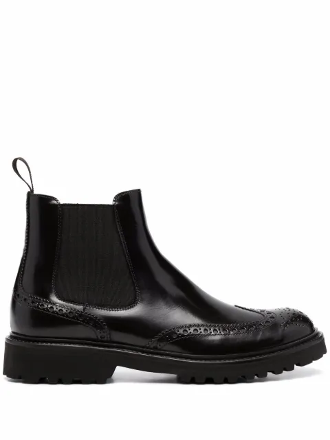 Scarosso slip-on leather brogue boots Brown POPPYCHELBROPOLI