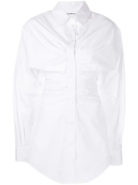 Alexander Wang ruched hourglass shirtdress White 1WC2226465100