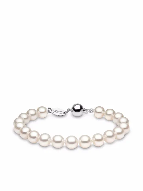 Yoko London 18kt white gold Classic 8mm Freshwater pearl bracelet Silver YKFS80077