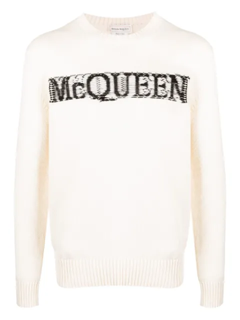 Alexander McQueen intarsia-knit logo sweater White 689555Q1GBL