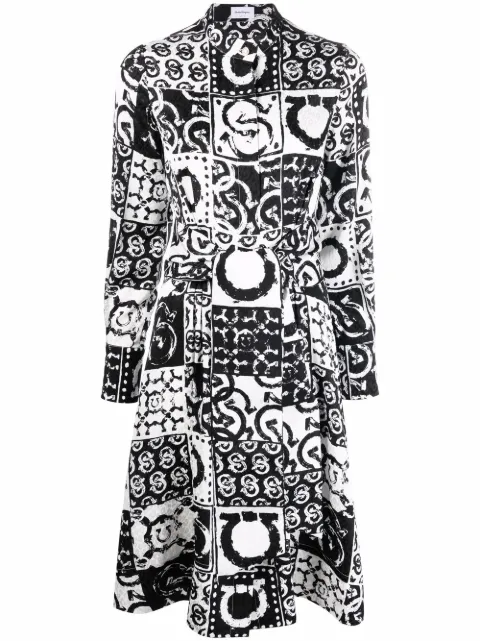 Ferragamo Gancini-print shirt dress Black 750630
