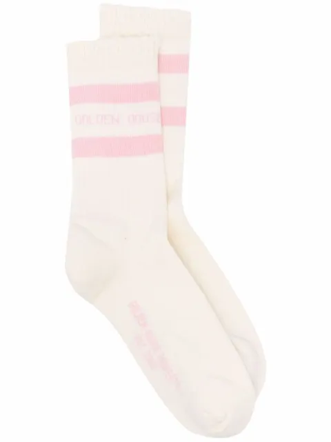 Golden Goose distressed-effect striped cotton socks White GUP00883P000487